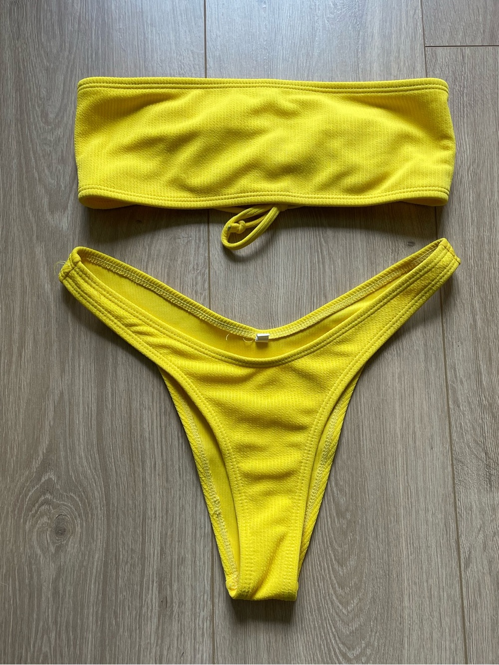 SHEIN Bright Yellow Bandeau Bikini Set